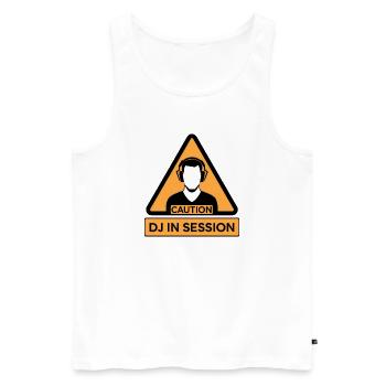Caution DJ In Session - Men's Premium Organic Tank Top - white - Front - Michal (187cm)