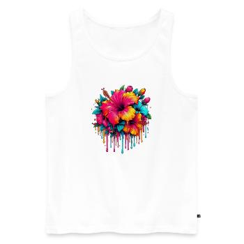Fleurs d’hibiscus - Débardeur bio Premium Homme - blanc - Devant - Michal (187cm)
