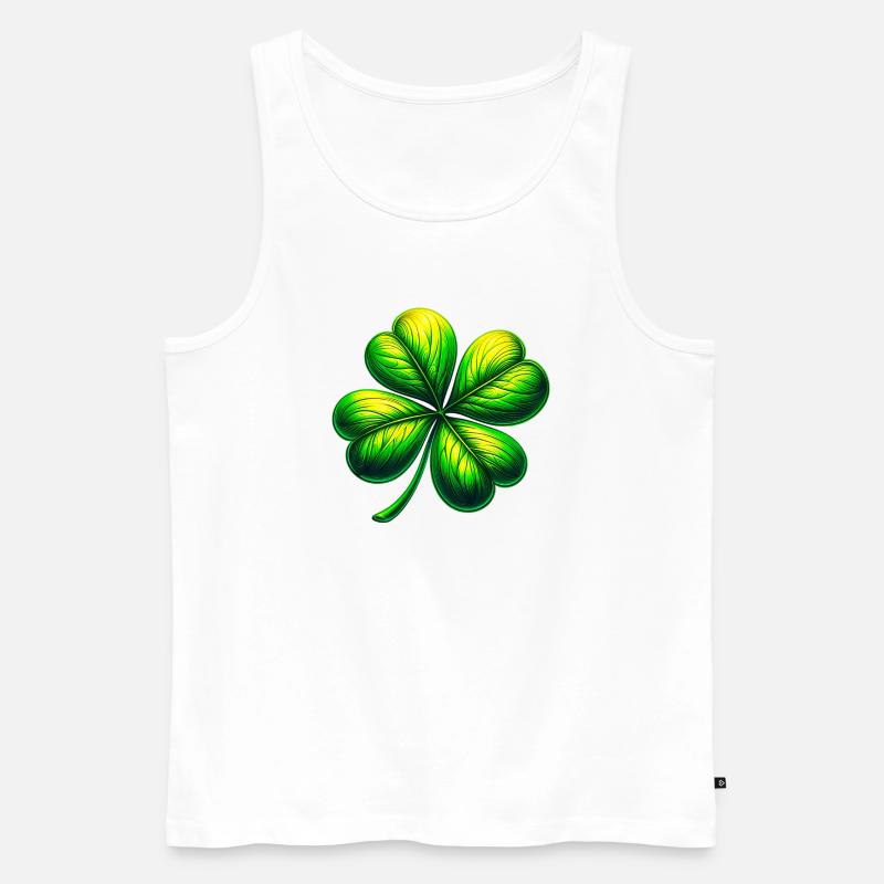 Vierblättriges Kleeblatt - Männer Premium Bio Tank Top - Weiß