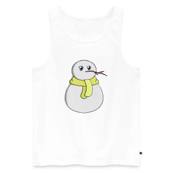 Bonhomme de neige portant une écharpe jaune - Débardeur bio Premium Homme - blanc - Devant - Michal (187cm)