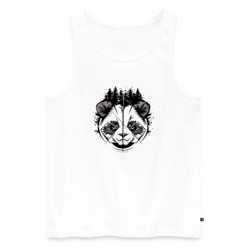 Tête de panda dans le style de la bande dessinée – Illustration forêt et nature - Débardeur bio Premium Homme - blanc - Devant - Michal (187cm)