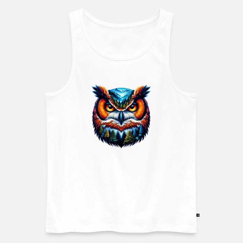 Eule - Männer Premium Bio Tank Top - Weiß