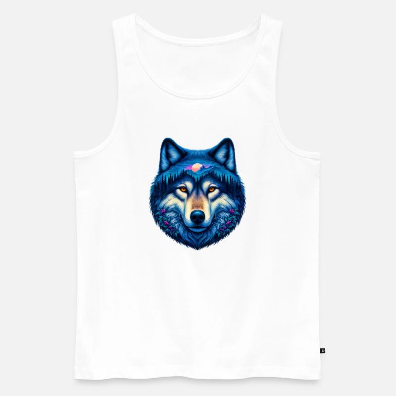 Wolf - Männer Premium Bio Tank Top - Weiß