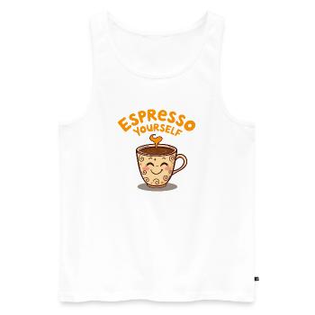 Niedliches Kaffeetassen-Stressabbau-Design - Männer Premium Bio Tank Top - Weiß - Vorne - Michal (187cm)