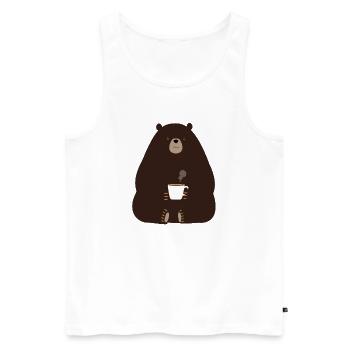 Kaffee bär tasse - Männer Premium Bio Tank Top - Weiß - Vorne - AI Model Male 178 light (178cm)