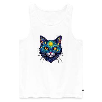 Cat - Men's Premium Organic Tank Top - white - Front - Michal (187cm)