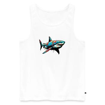 Shark - Men's Premium Organic Tank Top - white - Front - Michal (187cm)