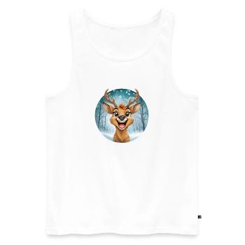 Festive reindeer, snowy winter landscape - Men's Premium Organic Tank Top - white - Front - AI Model Male 178 light (178cm)