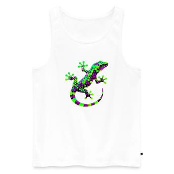 Gecko - Männer Premium Bio Tank Top - Weiß - Vorne - Michal (187cm)