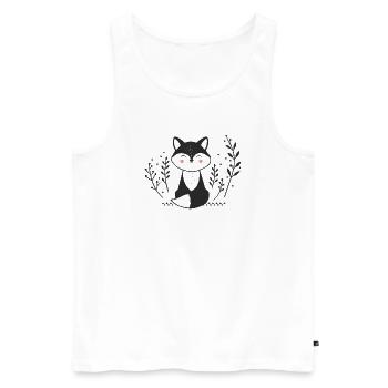 Smiling Fox – Minimalist Illustration - Men's Premium Organic Tank Top - white - Front - AI Model Male 178 light (178cm)