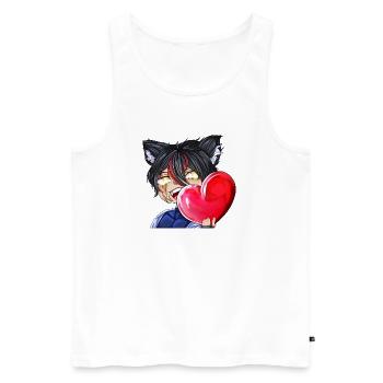 Chibi mit Herz - Männer Premium Bio Tank Top - Weiß - Vorne - Michal (187cm)