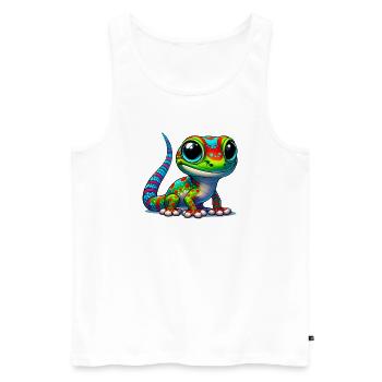 Gecko - Männer Premium Bio Tank Top - Weiß - Vorne - Michal (187cm)