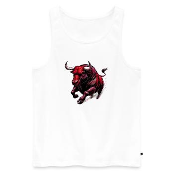 Stier - Männer Premium Bio Tank Top - Weiß - Vorne - Michal (187cm)
