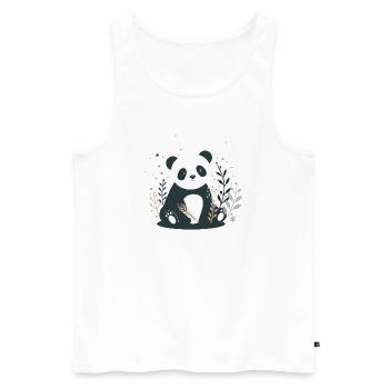 Panda amoureux avec des plantes minimalistes - Débardeur bio Premium Homme - blanc - Devant - Michal (187cm)