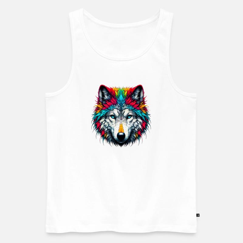 Wolf - Männer Premium Bio Tank Top - Weiß