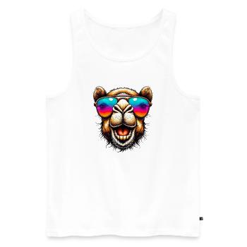Kamel - Männer Premium Bio Tank Top - Weiß - Vorne - AI Model Male 178 light (178cm)