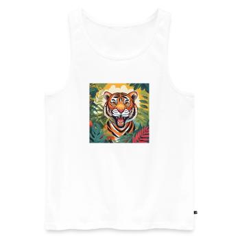 Vibrant Jungle Tiger Illustration - Men's Premium Organic Tank Top - white - Front - Michal (187cm)