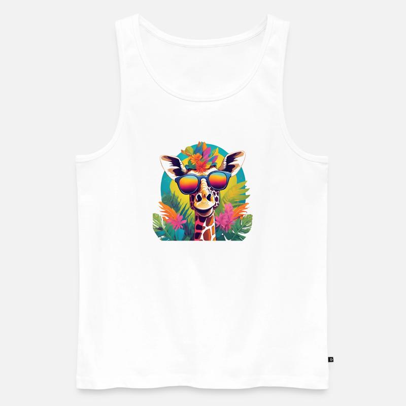 Lebendige Dschungel-Giraffe mit Sonnenbrille - Männer Premium Bio Tank Top - Weiß