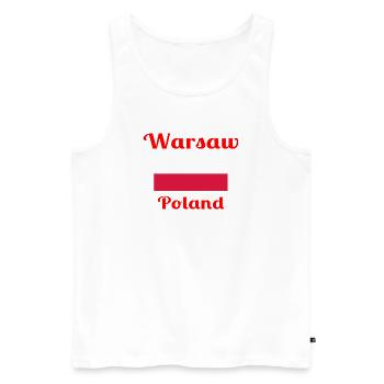 Varsovie, Pologne - Imprimés élégants - Débardeur bio Premium Homme - blanc - Devant - Michal (187cm)