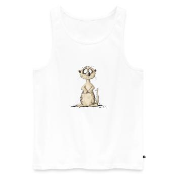 Droll Meerkat I Animaux sauvages Motif Animalier - Débardeur bio Premium Homme - blanc - Devant - AI Model Male 178 light (178cm)