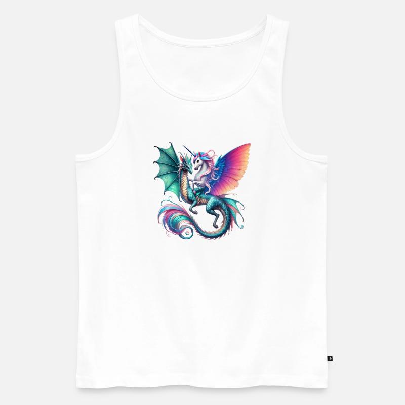 Regenbogen Drachen EInhorn Fusion - Männer Premium Bio Tank Top - Weiß
