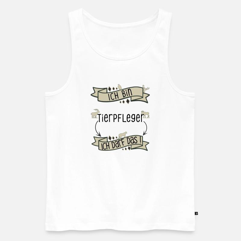 Lustiger Tierpfleger Spruch - ich darf das! - Männer Premium Bio Tank Top - Weiß
