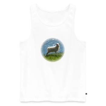 Junges Island Schaf auf Wiese - Männer Premium Bio Tank Top - Weiß - Vorne - Michal (187cm)