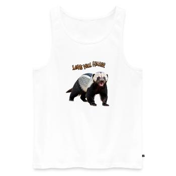Honey Badger - Honigdachs - Männer Premium Bio Tank Top - Weiß - Vorne - Michal (187cm)