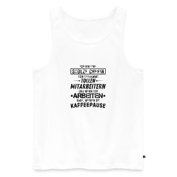 Stolze Chefin Von Verdammt Tollen Mitarbeitern - Männer Premium Bio Tank Top - Weiß - Vorne - Michal (187cm)