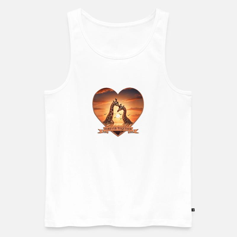 Forever Together: Herz-Design mit Giraffen - Männer Premium Bio Tank Top - Weiß