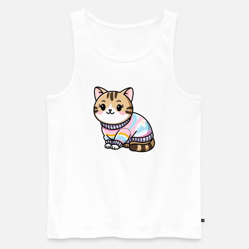 Pull douillet chat - Débardeur bio Premium Homme - blanc