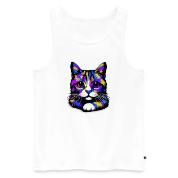 Cat - Men's Premium Organic Tank Top - white - Front - Michal (187cm)