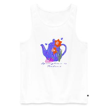 Blüten-Teekanne im Frühlingsrausch - Männer Premium Bio Tank Top - Weiß - Vorne - AI Model Male 178 light (178cm)