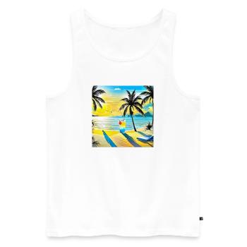 Beach - Männer Premium Bio Tank Top - Weiß - Vorne - Michal (187cm)