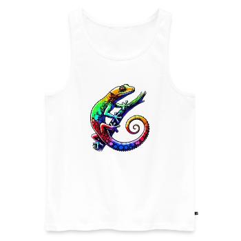 Gecko - Men's Premium Organic Tank Top - white - Front - Michal (187cm)
