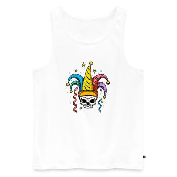Totenschädel mit Narrenkappe für Karneval - Männer Premium Bio Tank Top - Weiß - Vorne - AI Model Male 178 light (178cm)
