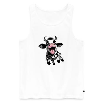 Springendes Kälbchen - Lustiges Kuh Kalb Design - Männer Premium Bio Tank Top - Weiß - Vorne - AI Model Male 178 light (178cm)