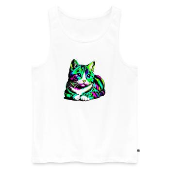 Chat - Débardeur bio Premium Homme - blanc - Devant - Michal (187cm)
