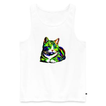 Cat - Men's Premium Organic Tank Top - white - Front - Michal (187cm)