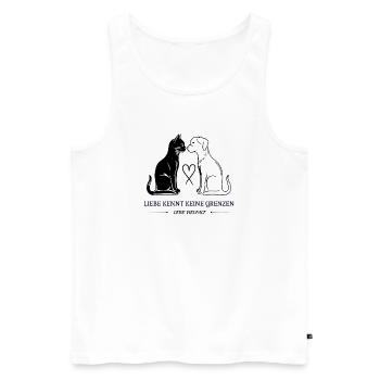 Katze & Hund: Liebe ohne Grenzen - Männer Premium Bio Tank Top - Weiß - Vorne - Michal (187cm)