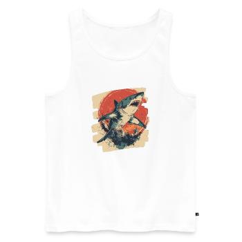 Requin rétro - Débardeur bio Premium Homme - blanc - Devant - Michal (187cm)