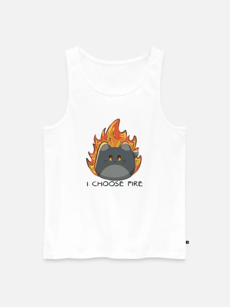 Kawaii Katze mit Feuer und Flammen - Männer Premium Bio Tank Top - Weiß