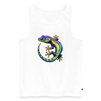 Gecko - Men's Premium Organic Tank Top - white - Front - Michal (187cm)