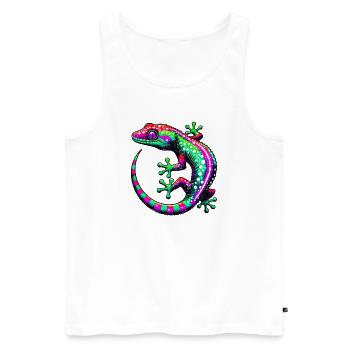 Gecko - Men's Premium Organic Tank Top - white - Front - Michal (187cm)