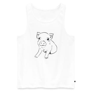 Piglet, graphic black and white - Men's Premium Organic Tank Top - white - Front - Michal (187cm)