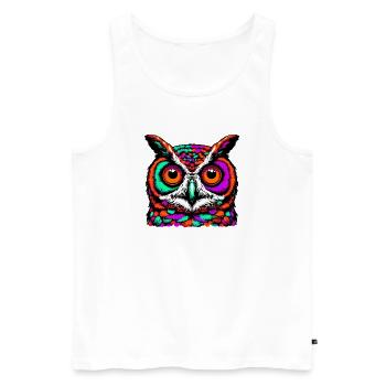 Eule - Männer Premium Bio Tank Top - Weiß - Vorne - Michal (187cm)
