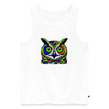 Eule - Männer Premium Bio Tank Top - Weiß - Vorne - Michal (187cm)