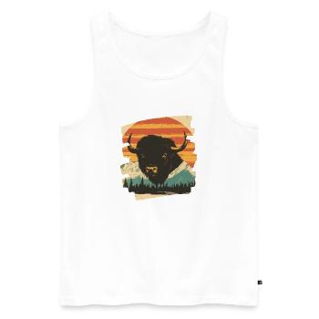 Bison Retro - Men's Premium Organic Tank Top - white - Front - Michal (187cm)