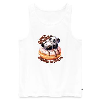 Niedlicher Panda auf Donut – Lustiges Shirt - Männer Premium Bio Tank Top - Weiß - Vorne - AI Model Male 178 light (178cm)