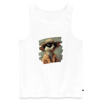 Suricate Rétro - Débardeur bio Premium Homme - blanc - Devant - Michal (187cm)